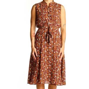 Nanette Lepore Women's Floral Midi Dress Orange Spring Summer Size 8